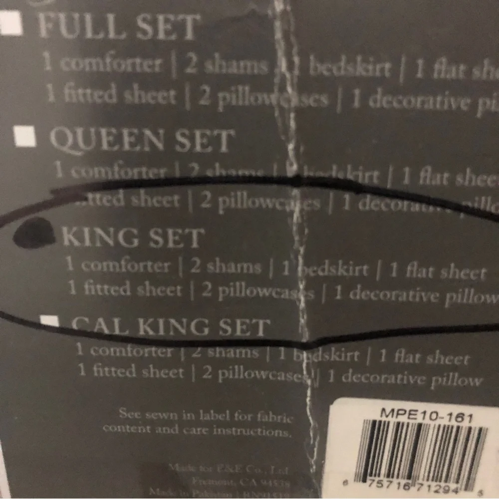 9 pc Home Essence KING NIB Cabrillo Complete Comforter and Cotton Sheets